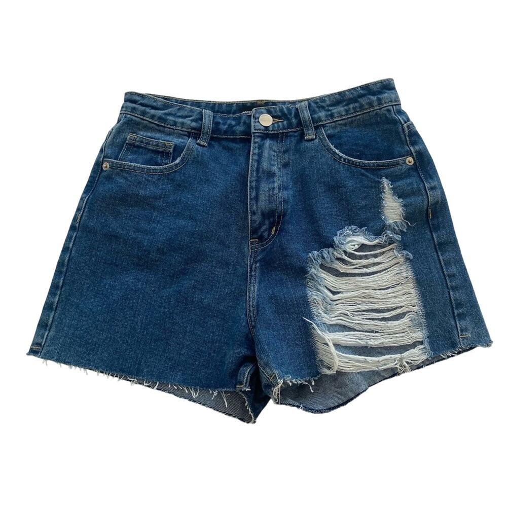 Pretty Little Thing Dark Wash Denim Mom Shorts